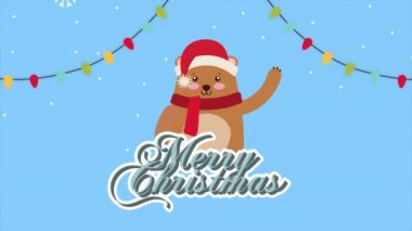 Mutlu noel ayıları Işıklar sarkmış