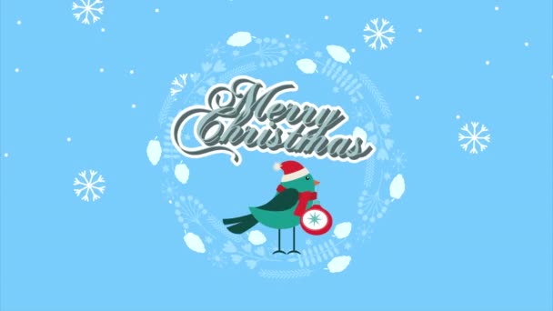 joyeux noël heureux avec petit oiseau 
