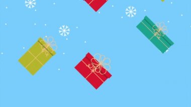 Mutlu noel hediyeleri yağmur yağıyor