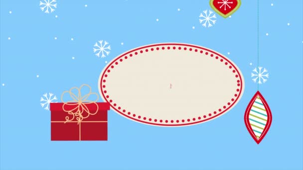Feliz feliz Natal raposa com bolas penduradas — Vídeo de Stock