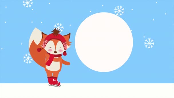 Feliz feliz feliz navidad zorro en snowscape — Vídeo de stock