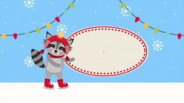 Işıklı mutlu noel rakunları