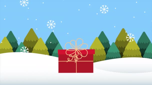 Happy merry christmas deer in gift — Stock Video