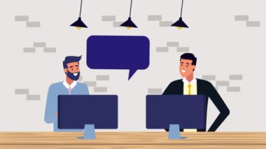 Masaüstü animasyonunda çalışan işadamları