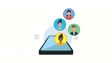 Sosyal medya topluluk animasyonlu akıllı telefon