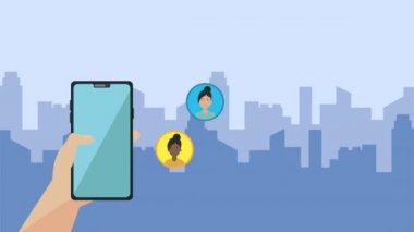 Sosyal medya topluluk animasyonlu akıllı telefon