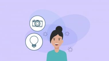 Sosyal medya pazarlama animasyonu olan kadın