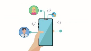 Sosyal medya topluluk animasyonlu akıllı telefon