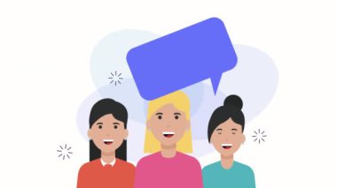 Konuşma balonu sosyal medya animasyonuna sahip topluluk