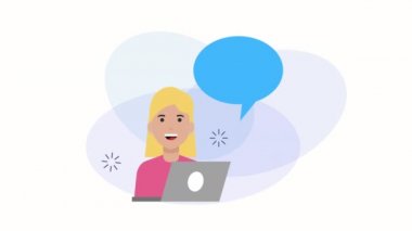 Sosyal medya pazarlama animasyonu kullanan kadın