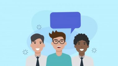 Konuşma balonu sosyal medya animasyonuna sahip topluluk