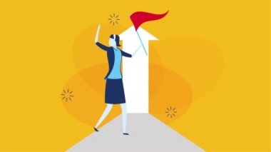 Başarı okuyla çalışan iş kadını.