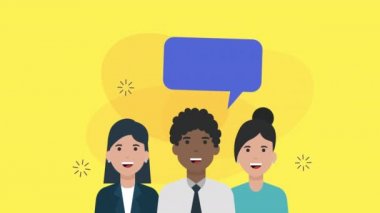 Konuşma balonu sosyal medya animasyonuna sahip topluluk