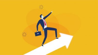 İşadamı okla çalışıyor.