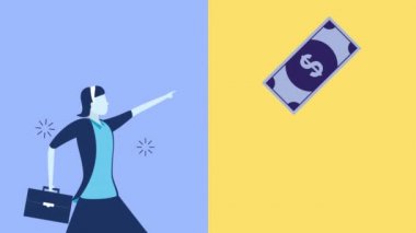 Dolar banknotları olan bir iş kadını.