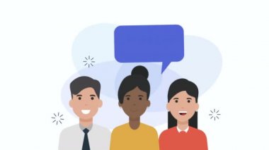 Konuşma balonu sosyal medya animasyonuna sahip topluluk