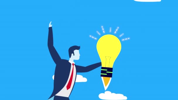Trabalhador de negócios com lançador de lâmpadas — Vídeo de Stock