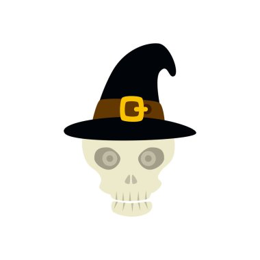 Cadı şapkası izole edilmiş cadılar bayramı kafatası