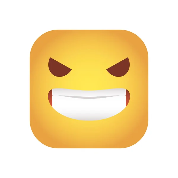 Négyzet emotikon boldog arc karakter ikon — Stock Vector