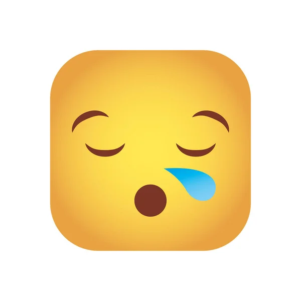 Square emoticon crying face character icon — Stock Vector