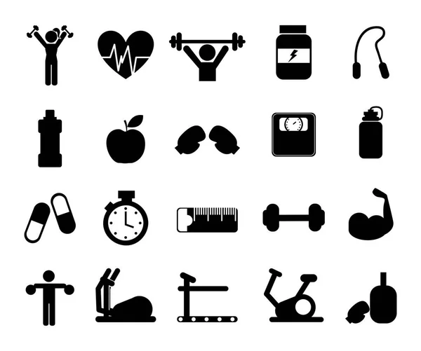 Gym icon set pack design — Stock Vector