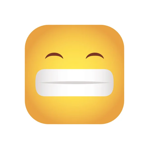 Square emoticon happy face character icon — Stock Vector