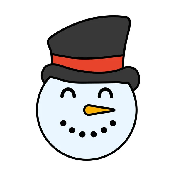 Frohe Weihnachten netter Schneemann Kopf Charakter — Stockvektor