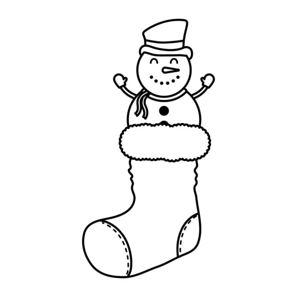 С Рождеством, милый снеговик в носках — стоковый вектор