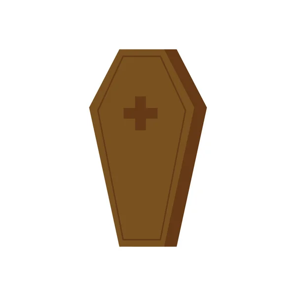 Cercueil d'Halloween icône isolée effrayante — Image vectorielle
