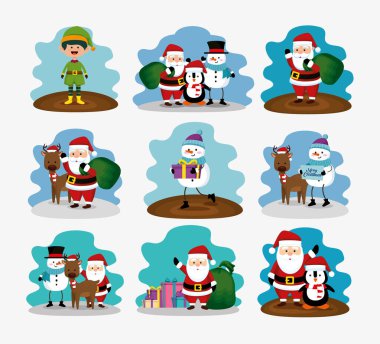 bundle christmas with reindeer and set characters