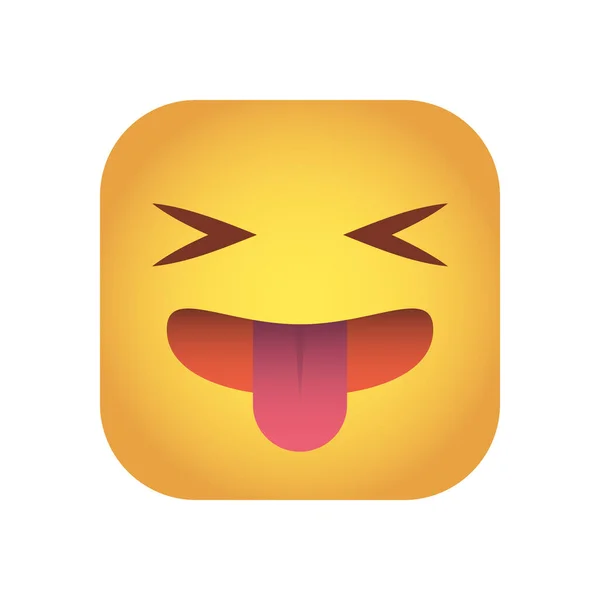 Emoticono cuadrado cara loca icono de carácter — Vector de stock