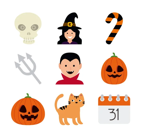 Bundel Halloween met set icons — Stockvector