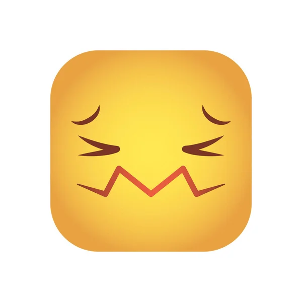 Quadrado emoticon ícone de personagem rosto irritado —  Vetores de Stock