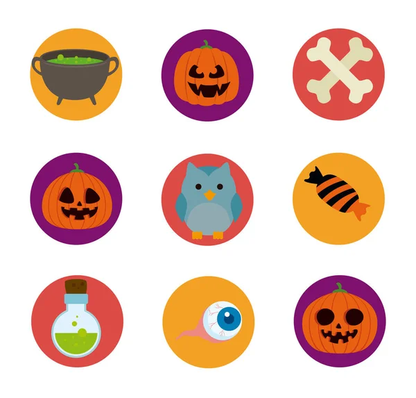 Bundle halloween with set icons — Stock Vector