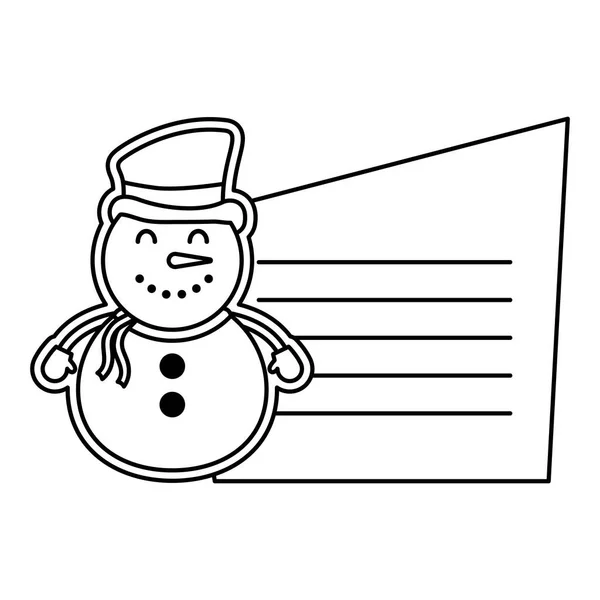 Frohe Weihnachten netter Schneemann mit Kartenfigur — Stockvektor