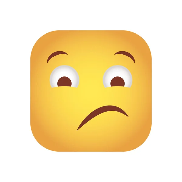 Quadrado emoticon ícone de personagem triste rosto — Vetor de Stock