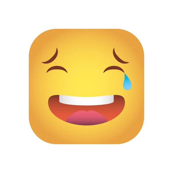 Emoticono cuadrado icono de carácter cara feliz — Vector de stock