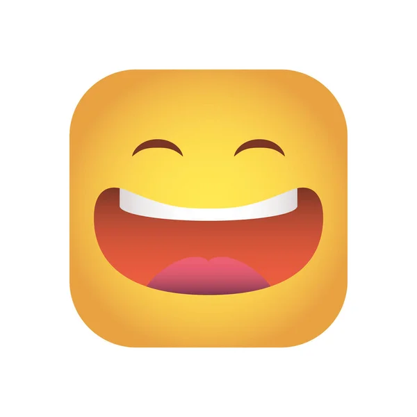 Квадратный смайлик икона счастливого лица — стоковый вектор