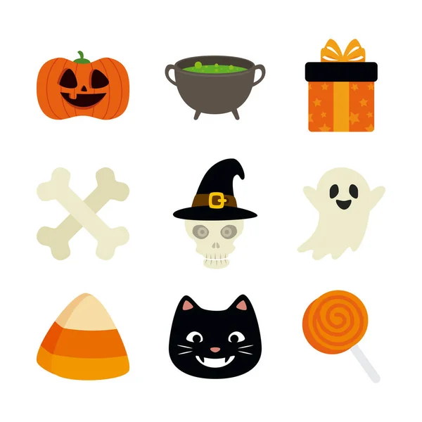 Paquete de Halloween con iconos de conjunto — Archivo Imágenes Vectoriales