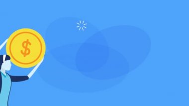 Madeni parası olan bir iş kadını.