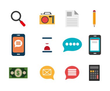 Sosyal medya pazarlama ve simgeler yığını