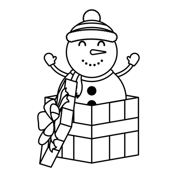 Счастливого Рождества милый снеговик в подарок характер — стоковый вектор