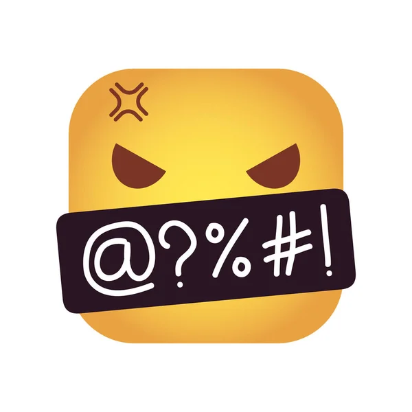 Vierkante emoticon onbeleefdheid gezicht karakter pictogram — Stockvector