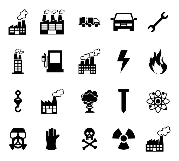 Fabriek en industrie pictogram set vector ontwerp — Stockvector