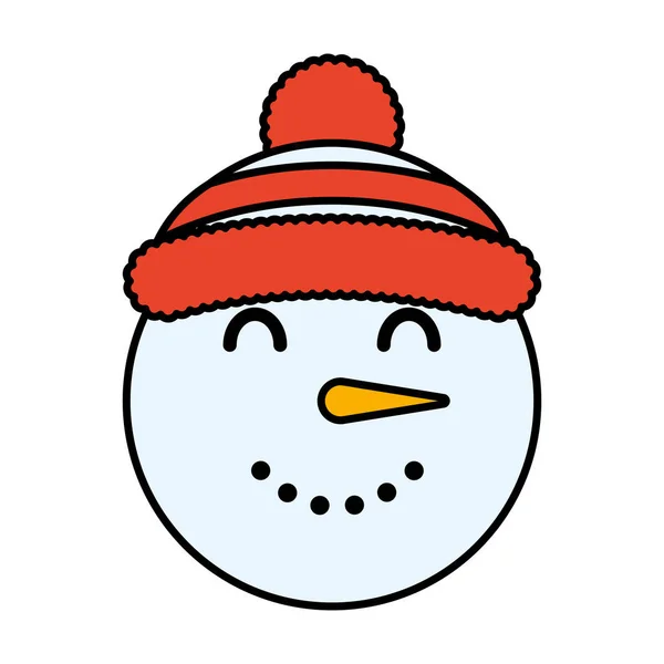 Merry christmas cute snowman head character — Stock Vector
