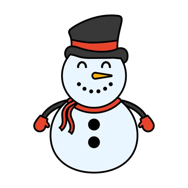 Καλά Χριστούγεννα χαριτωμένο χιονάνθρωπο χαρακτήρα — Διανυσματικό Αρχείο