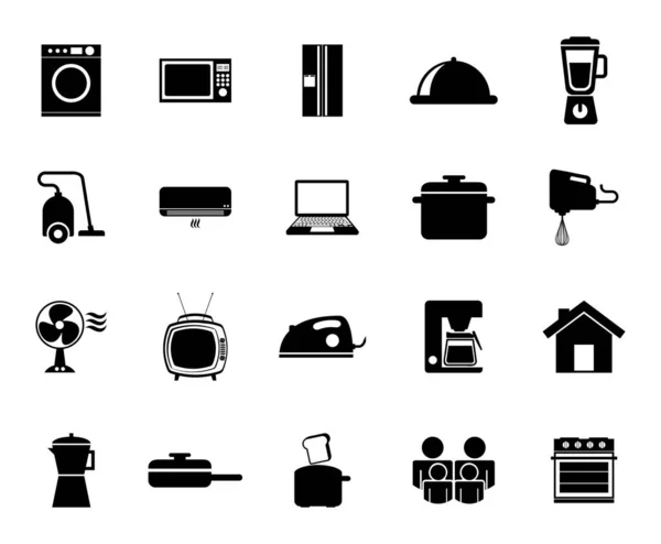 Design de vetor de conjunto de ícones de eletrodomésticos isolados — Vetor de Stock