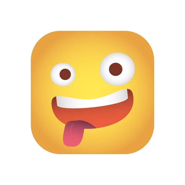 Emoticon persegi dengan lidah keluar ikon karakter wajah - Stok Vektor