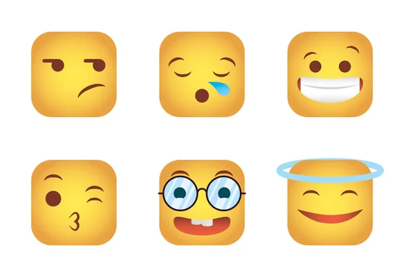 Satz von Quadraten Emoticons Gesichter Zeichen — Stockvektor