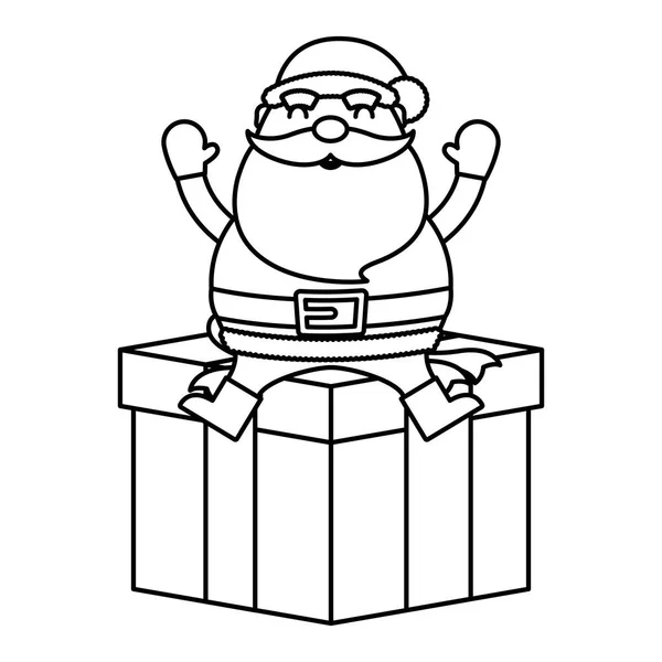 Frohe Weihnachten Weihnachtsmann in Geschenkcharakter — Stockvektor